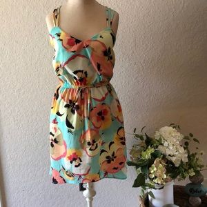 Floral strappy chiffon dress